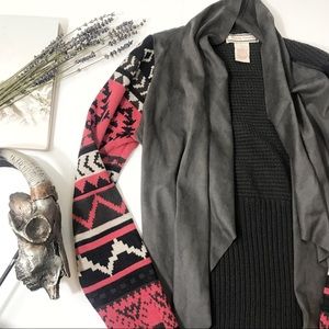 Flying Tomato Tribal Suede Knit Cardigan